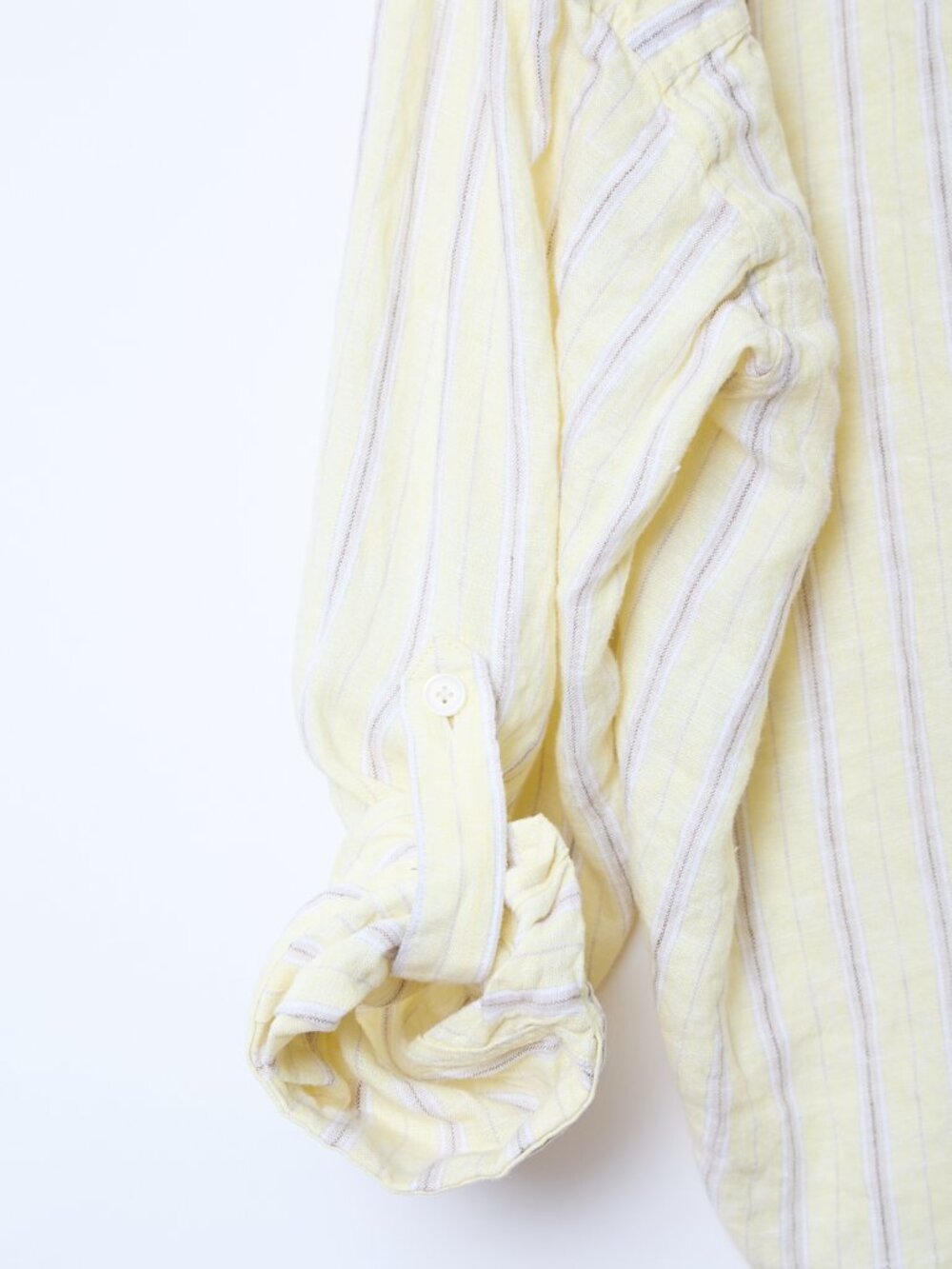 Aritzia Little Moon Portofino Relaxed 100% Linen Striped Button Up Shirt Coastal - Picture 9 of 10